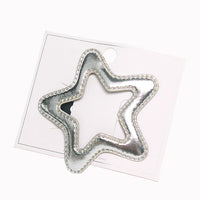Silver Star & Heart BB Hair Clip for Women – PU Leather Designer Hairpin