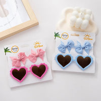 2025 New 3-Piece Photography Accessories Sweet Solid Resin Glasses Ribbon Hair Clip Set with Heart Shaped Sunglasses