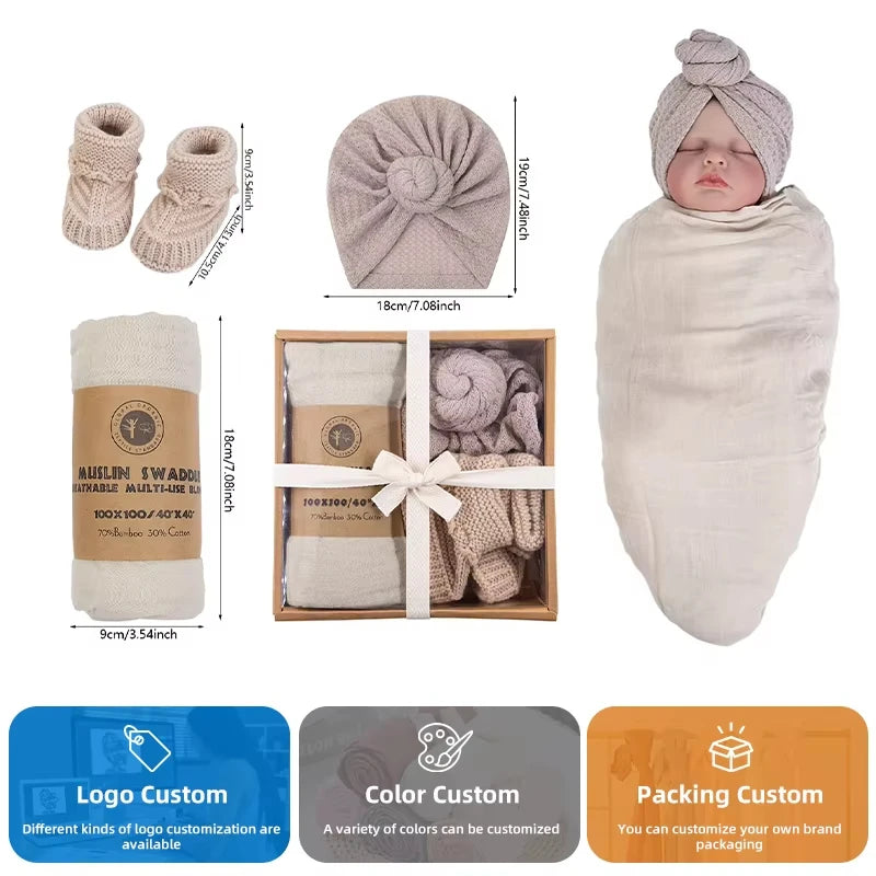 Organic Cotton Muslin Swaddle Blanket — 2-Layer, Custom Print