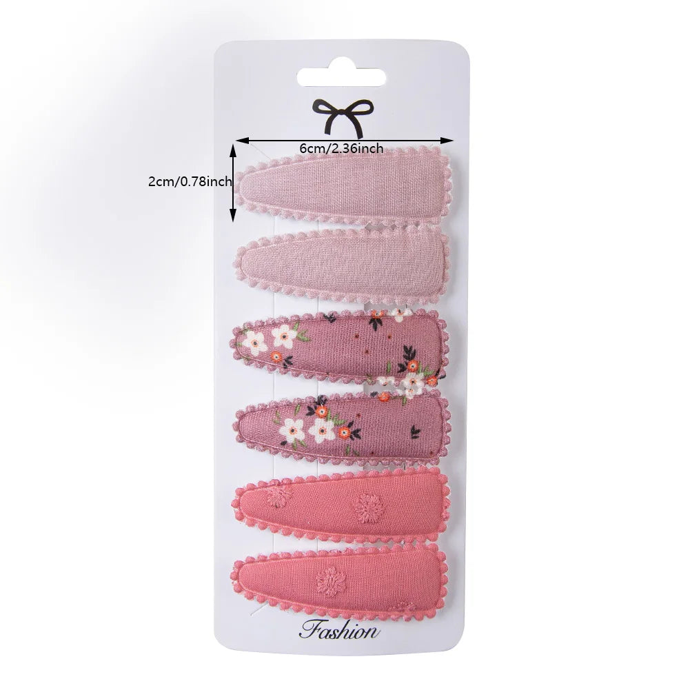 Winter  and Autumn Princess Hair Accessories 6Pcs/Set Simple BB Fabric Hairpins Candy Color Sweet Girl Hairgrip Wholesale