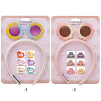 Tie Dye Rainbow Resin Sunglasses Headband Mini Heart Hair Claws Hair Accessories Set for Kids Headwear Wholesale