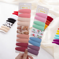10Pcs/Set Baby Girls Floral Solid With Printed Color Bullet Hair Snap Clips Handmade Hair Clips Hairpins Hair Accessories