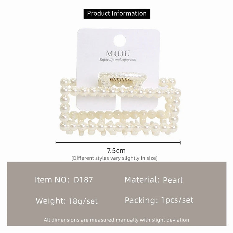 Korean Pearl Hair Claw Clip for Women – Mermaid Retro Temperament Shark Clip (7.5cm)