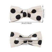 Corduroy Dot Bow Hair Clips for Girls — Handmade Snap