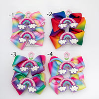 Spring/Summer Fancy Rainbow Hair Bows Hairclips Toddler Girls Cute Ribbon Hairclips Boutique DIY Baby Girl Hair Accessories