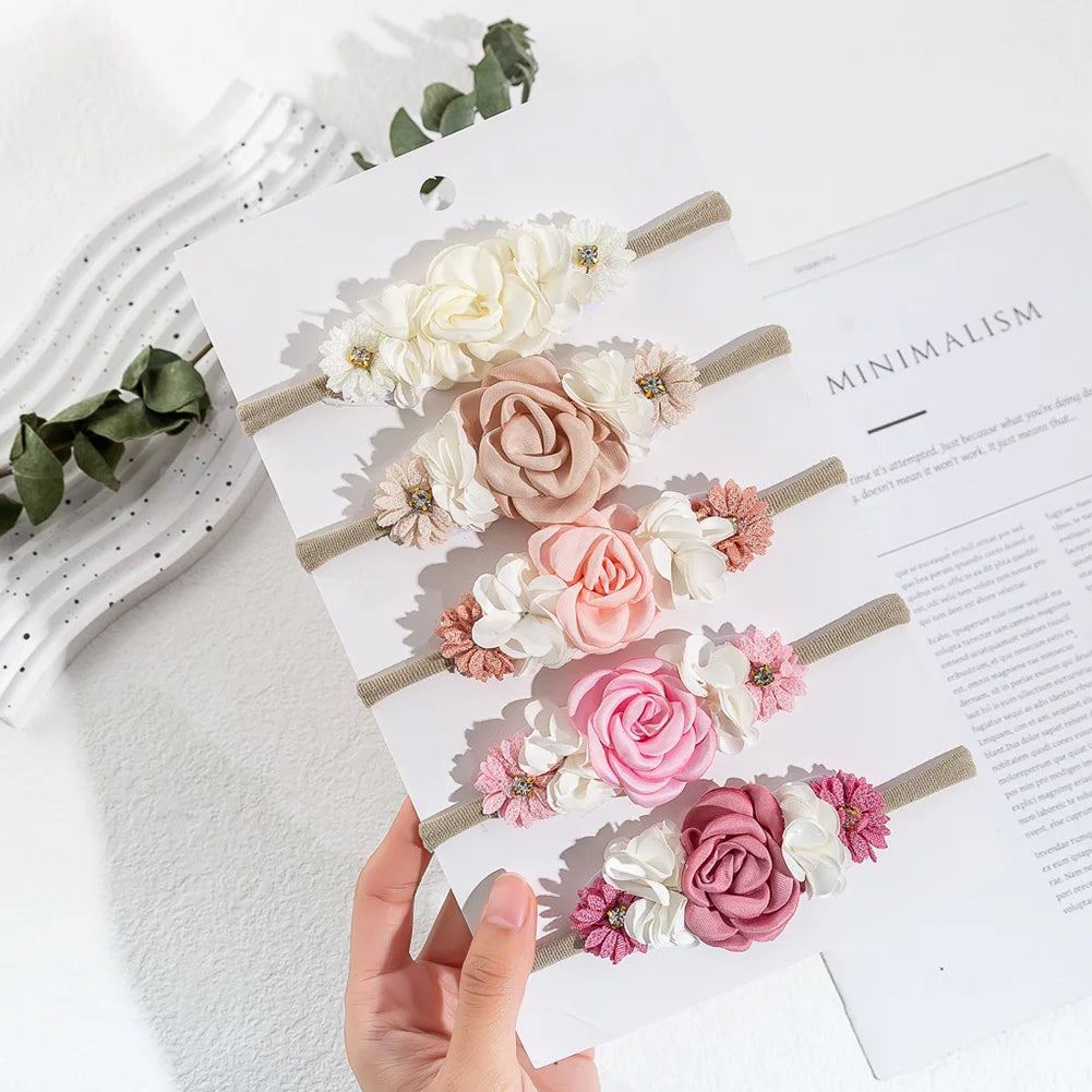 Boutique DIY Baby Girl Headbands Tiny Dainty Satin Flower Headband Sweet Princess Wedding Party Hair Accessories Wholesale