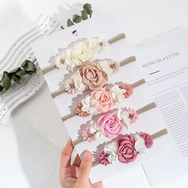 Boutique DIY Baby Girl Headbands Tiny Dainty Satin Flower Headband Sweet Princess Wedding Party Hair Accessories Wholesale