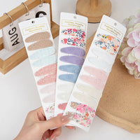 10Pcs Floral Printed Embroidery Cotton Hair Clips Barrettes Hairpins Snap BB Clips Hair Bows for Girls Hair Accessories Set