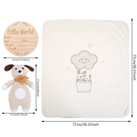 Crocheted Puppy Newborn Blanket Gift Set — Floral Cotton