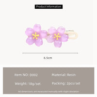 Jelly Sakura Flower Side Hair Clips for Girls – Sweet Summer Bangs Hairpins (2-Pack)