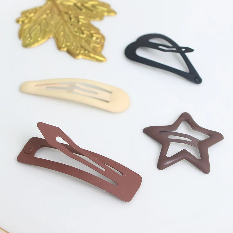 Frosted Metal BB Hair Clips – Drop & Heart Side Bangs Hairpins (3-Piece Set)