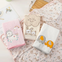 Unicorn & Elephant Embroidery Baby Swaddle Blanket — Cotton