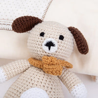 Crocheted Puppy Newborn Blanket Gift Set — Floral Cotton