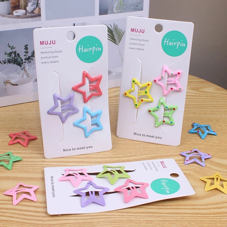 Kids' Hair Clips Set – Cute Bow, Star & Drop Styles for Girls (3.2cm)