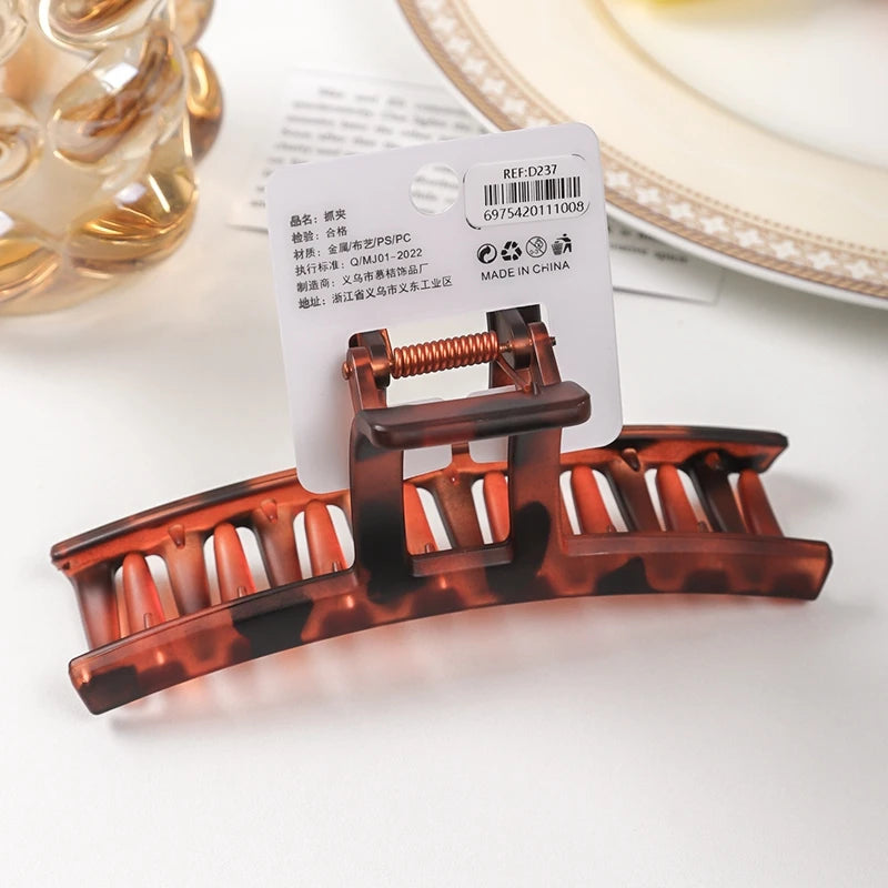 Large Leopard Print Hair Claw Clip for Women – PC Rectangle Back Head Claw (13cm)