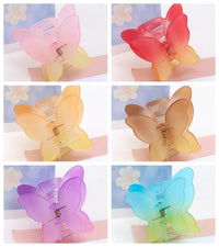 Double Butterfly Gradient Hair Claw Clips for Women – Colour-Change Matte Claws (7cm)