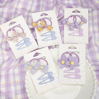 5Sets/Group Simple Sweet Lovely Simple Hair Ties Rubber Band with Drop BB Hair Clips Set Hair Accessories for Kids Girls