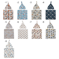 Newborn Swaddle Blanket & Knit Cap Gift Set — Floral Print