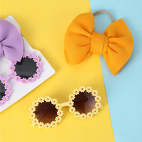 UV400 Daisy Sunglasses Set Kids Unisex Baby Beach Photo Accessories White Red Heart Style Frames Fashion Bow Hairband Glasses