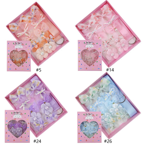 10Pcs Children Cute Hair Pin Set Sweet Chiffon Pearl Flower Styling Girls Hair Clips Set Lovely Princess Hairpin in Box