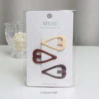 Frosted Metal BB Hair Clips – Drop & Heart Side Bangs Hairpins (3-Piece Set)