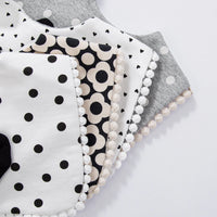 Unisex Baby Drool Bib with Bow Tie — Cotton, Dots & Hearts Print