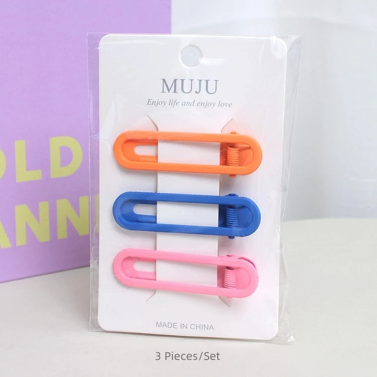 Korean Gradient Glitter Metal Hair Clips for Girls – Sweet Bangs Side Clips (3-Piece Set)