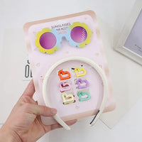 Tie Dye Rainbow Resin Sunglasses Headband Mini Heart Hair Claws Hair Accessories Set for Kids Headwear Wholesale