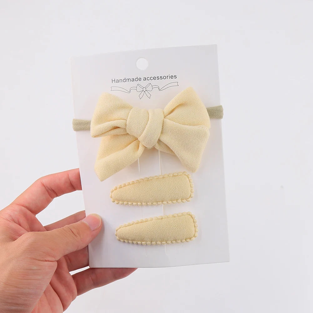 Fancy Fashion Custom Newborn Latest Headband Set Faux Cashmere Big Bow Hair Clips Set Lady Girl Sweet Princess Accessories