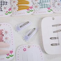 Daisy Print Snap Hairpins for Kids — Cotton, Pack of 4