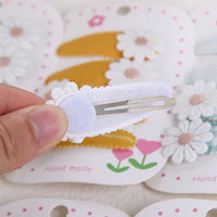Daisy Print Snap Hairpins for Kids — Cotton, Pack of 4