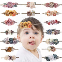 Selling Well Sweet Lovely Faux Flower Leaf Pearl Headband Hair Accessories Baby Girl Hairband Headwear Set